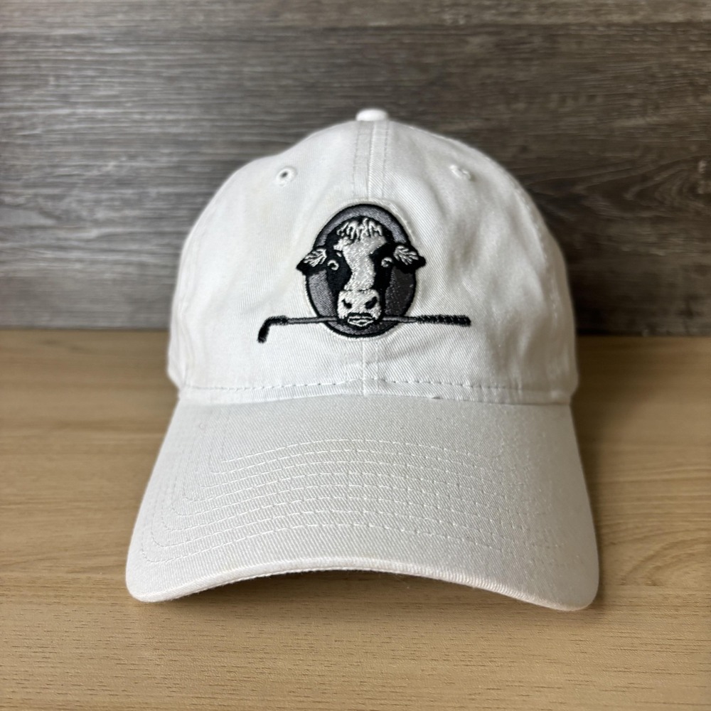 Cow Golf Hat Cap Strap Back White Embroidered Animal Mascot Dad Cap Mens New Era
